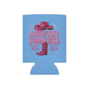 Country Swagger Can Cooler | Cowboy Hat Boot Beverage Koozie