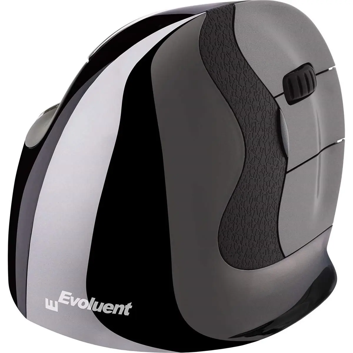 Evoluent VMDM Vertical Mouse D, Right-Handed Ergonomic USB Laser Sensor Feature Mouse with C Cable, Extra Wide Bottom Edge Lip, Grooved Programmable Buttons, Side Pointer Speed Controls, Cable Powered for Chrome