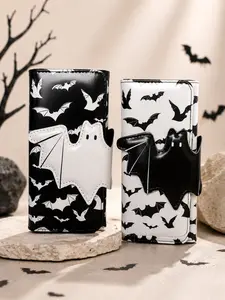 Vintage Bat Long Wallet, Retro Clutch Halloween Bifold Purse, Women's Large Capacity Card Slot and Coin Pouch, Bifold Wallets