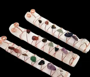 Natural Gemstones Selenite Crystal Chakra Wand - 4in Energy-Conducting Copper Wand for Protection Healing & Balance - US Made