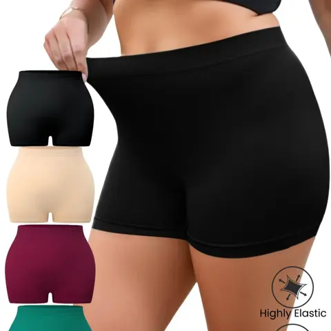[Plus Size] Solid Color Minimalist Boyshorts, Soft Smooth Comfy Seamless Breathable Design Elastic Fit Panty for Everyday Wear, Women's Underwear for All Seasons, Soft Breathable Panties