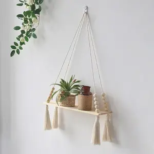 Handmade Woven Hanging Storage Rack, Wall-Mounted Grid Organizer, No Drilling Required, Ideal for Balcony and Room Decor