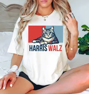 Harris Walz Shirt, Harris Walz 2024 T-Shirt, Tim Walz T-Shirt, Democrat Shirt, Vote Blue, Cat Harris Shirt, Harris Walz 2024 Support