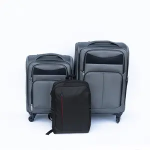 Gray 20+24 Inch 2-Piece Travel Luggage Set, High Density Oxford Cloth Softside Trolley Suitcase with Backpack, 360° Silent Universal Wheel Multi-Level Lockable Handle Wear Resistant Waterproof Travel Luggage for Business Trip Vacation
