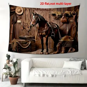 1pc 2D Flat Enchanted Spring Green Forest Polyester Backdrop - Mystical Arched Window View, Lush Greenery & Wildflowers - Birthday Parties & Home Decor, Easy Hang, Outdoor Decor