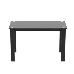 52*27.6*29.5 Inch Black Tempered Glass Dining Table 8mm Thick Glass Top Iron Tube Frame 170LBS Weight Capacity Multi-Purpose Desk Easy Assembly for Dining Living Room Kitchen Terrace