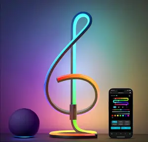 Lepro RGBIC AI Smart Table Lamp, Music Sync Smart Table Lamp Work with Alexa Google, LED Desk Lamp with 16M Colors, Color Changing Atmosphere Lamp for Bedroom Living Room Dimmable Night Light APP Control No Remote, 2.4 GHz