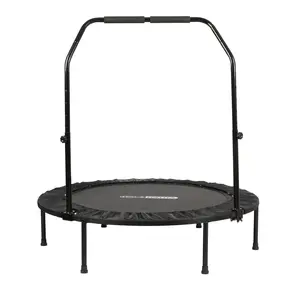 HolaHatha 48 Inch Foldable Mini Fitness Trampoline with Adjustable Handle, Black HolaHatha 48 Inch Foldable Mini Fitness Trampoline with Adjustable Handle, Black