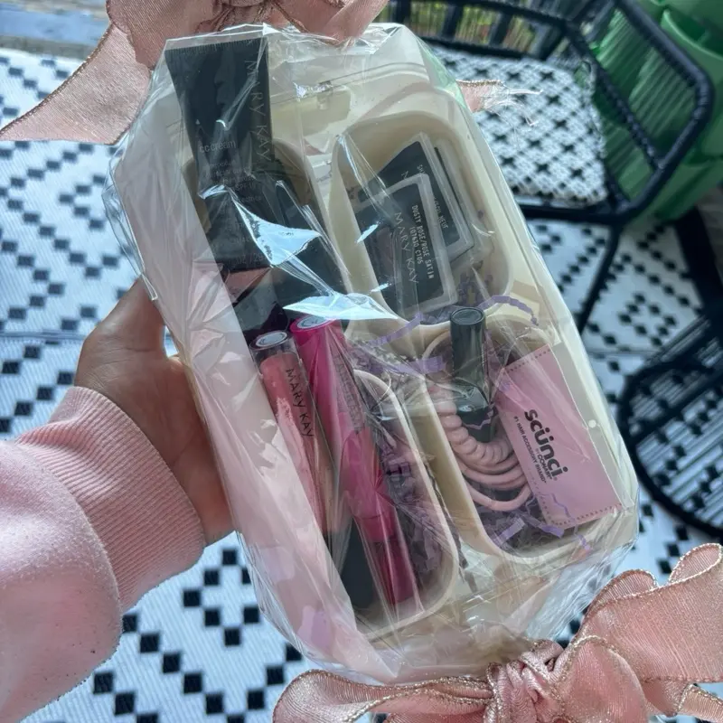 Gift Set with Mini Suitcase Mini Tumbler Cup and Bouquet of Flowers Perfect for Gifting Teenage Girls Makeup Skincare
