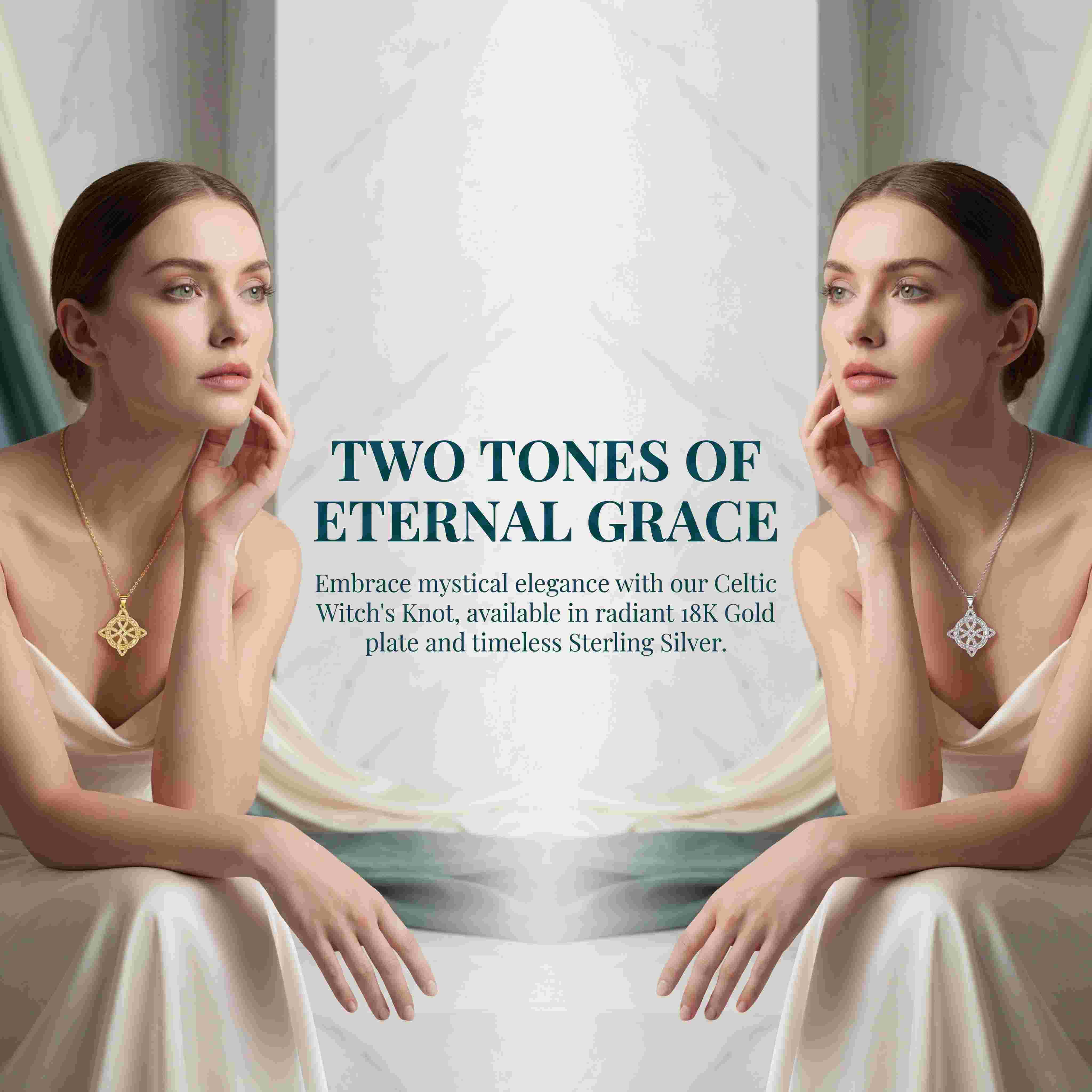 Zircon witch knot necklace goddess Celtic knot pendant necklace four-character god name amulet stainless steel fashion jewelry accessories for women gifts suitable for party daily work