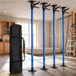 4-Pack Adjustable Steel Rod ARCH Support Pole - 3rd Hand Support System, 45-114 in Extension, for Drywall & Cabinet Installation, with Carry Bag