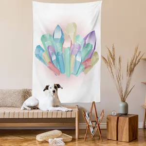 Amethyst Tapestry, Natural Uncut Minerals Crystals Gems and Diamonds Pattern Colorful Illustration, Wall Hanging for Bedroom Living Room Dorm Decor, 40" X 60", Multicolor