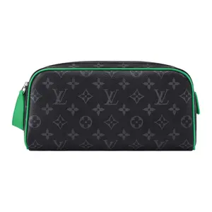 Louis Vuitton Dopp Kit for Men – Monogram-Printed Coated Canvas Toiletry Bag with Contrast Green Accents