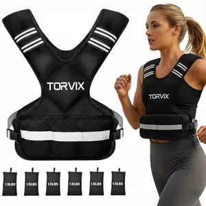 TORVIX Adjustable Weighted Vest 6-15 Lbs for Women & Men X-Shape Design with Reflective Strips & Pocket Ideal for Running Walking Training & Workout Breathable Neoprene Material