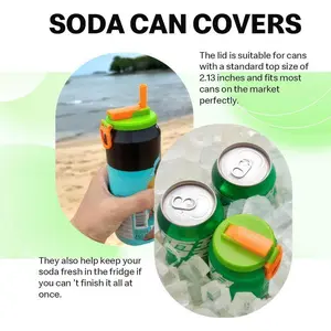 Reusable Soda Can Lid with Straw, Random Color, Leak-Proof Design, Ideal for Home, Outdoor, Travel Use, Durable Drinkware Accessory, Drinking Gadgets, Straw Spout Lid