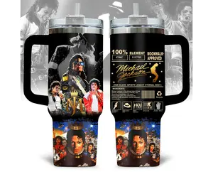 Michael Jackson King of Pop Tumbler 40oz & 20oz, Vintage Music Graphic Cup with Handle, Insulated Stainless Steel Travel Mug, Iconic MJ Fan Gift, Classic Pop Aesthetic