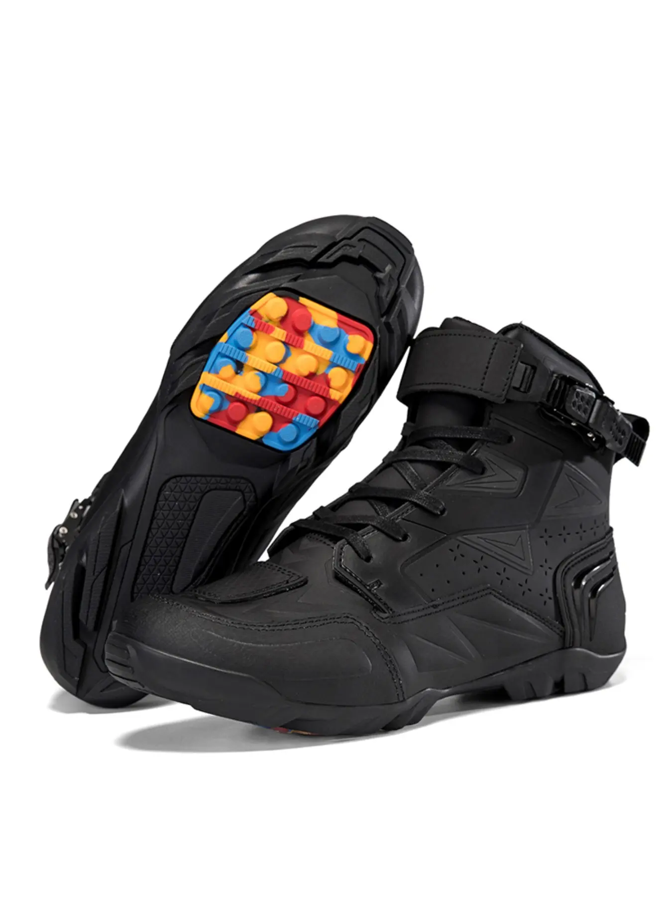 Men's Motorcycle Riding Shoes, Anti-Slip Rubber Racing Boots, Waterproof Safety Design, Comfortable and Secure, Ideal for Motorbike Travel Footwear, Waterproof Outdoor Footwear, Water Resistant Footwear, Closed Boot