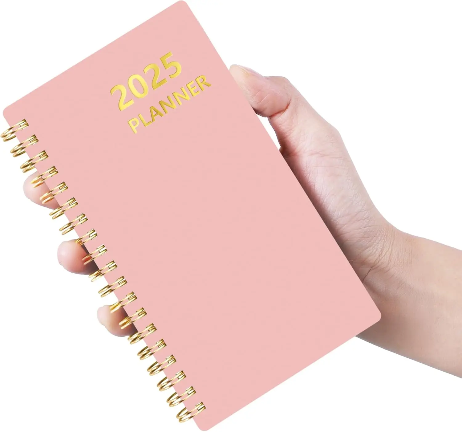 2025 Pocket Calendar Planner for Purse - Spiral Bound Weekly & Monthly Planner, 12 Month, Daily Agenda Book, Pink PP Cover, 4'' x 6.8''