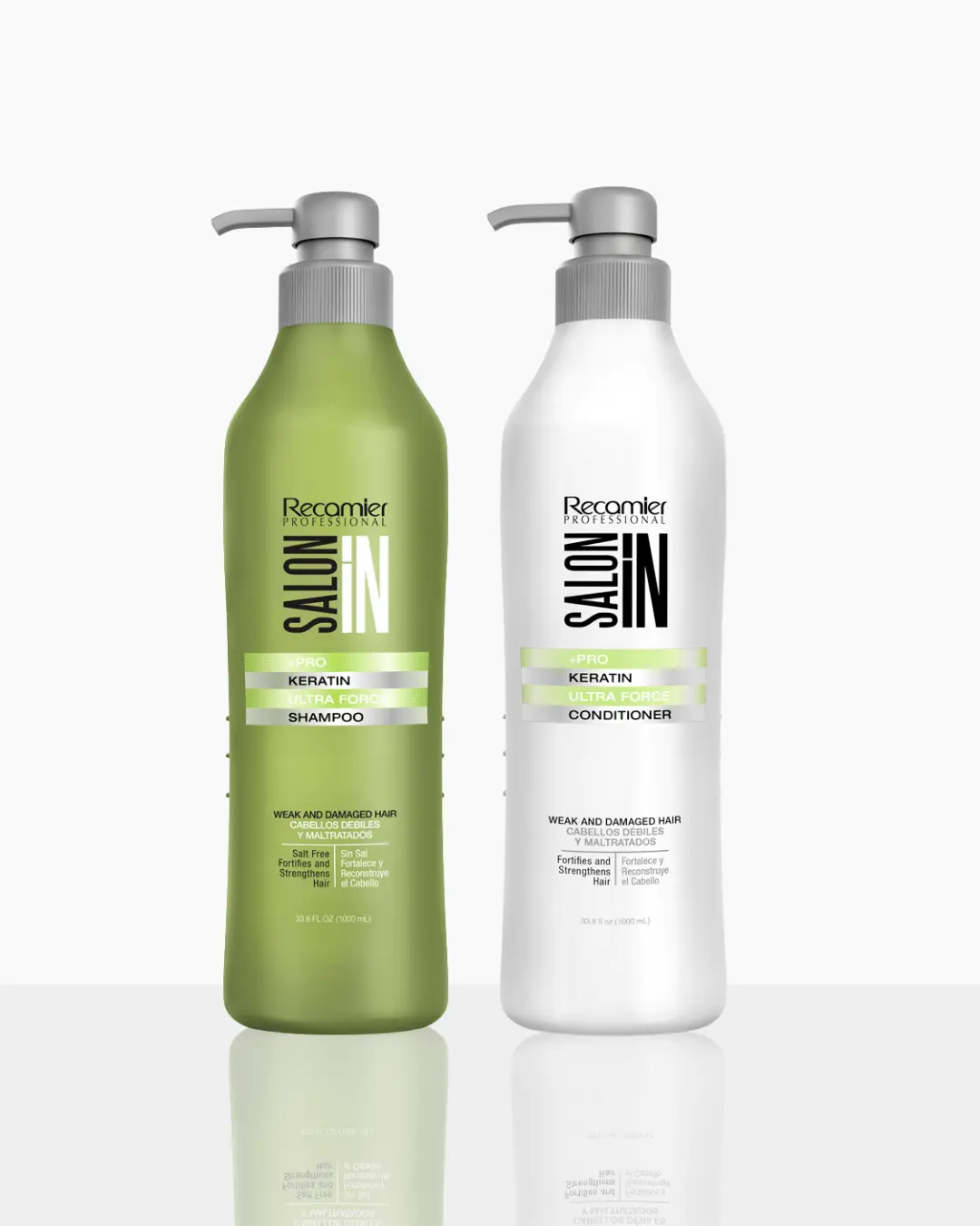 Keratin Ultra Force 2-Piece Set: Shampoo + Conditioner 33.8 fl each | Strength & Repair with Keratin & Argan Oil | Salt-Free, Cruelty-Free | For Damaged or Weak Hair