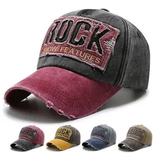 Distressed Sun Hat — Stylish Ripped Denim Cap, Washed-Effect Baseball Cap with Lettering (Unisex)
