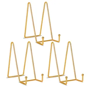 Set of 3 Plate Stands for Display - 6 Inch Plate Holder Display Stand Metal Frame Holder Stand for Picture, Decorative Plate, Photo Easel, Tabletop Art, Book, Photo Easel, Creation, Collectible