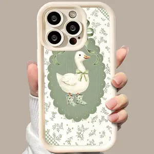 Rain boots with cute duck pattern, anti drop and anti slip TPU all inclusive lens phone protective case, suitable for iPhone 17 16 15 14 13 12 11 XS X and other series models, can be given as a gift to friends or family
