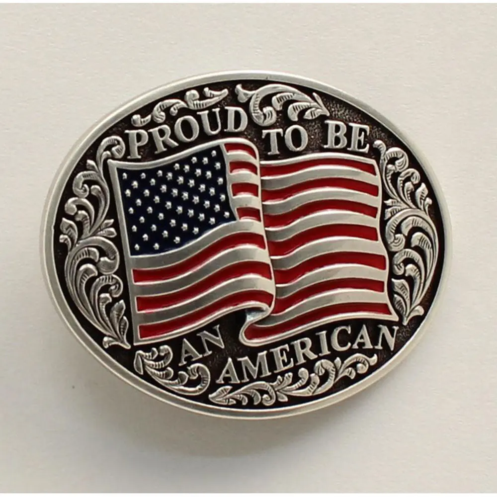37595 Nocona Youth Oval USA Flag Belt Buckle