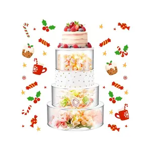 3 Pcs Acrylic Cake Stand 6 Inch, 8 Inch, 10 Inch Clear Fillable Cake Riser Round 3 Tier Case Cylinder Box For Christmas Wedding Birthday Xmas Holiday Party Display, 3 Sizes Decor Ornaments