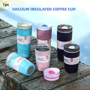 Coffee Cup, A 304 Stainless Steel Insulated Sports Water Bottle, Reusable, 12oz/20oz Capacity, Double-wall Vacuum Insulated, Portable Travel Mug, Leakproof Travel Cup, Keeps Drinks Cold or Hot, Suitable for Outdoor Leisure Sports, Camping Trips, Gym