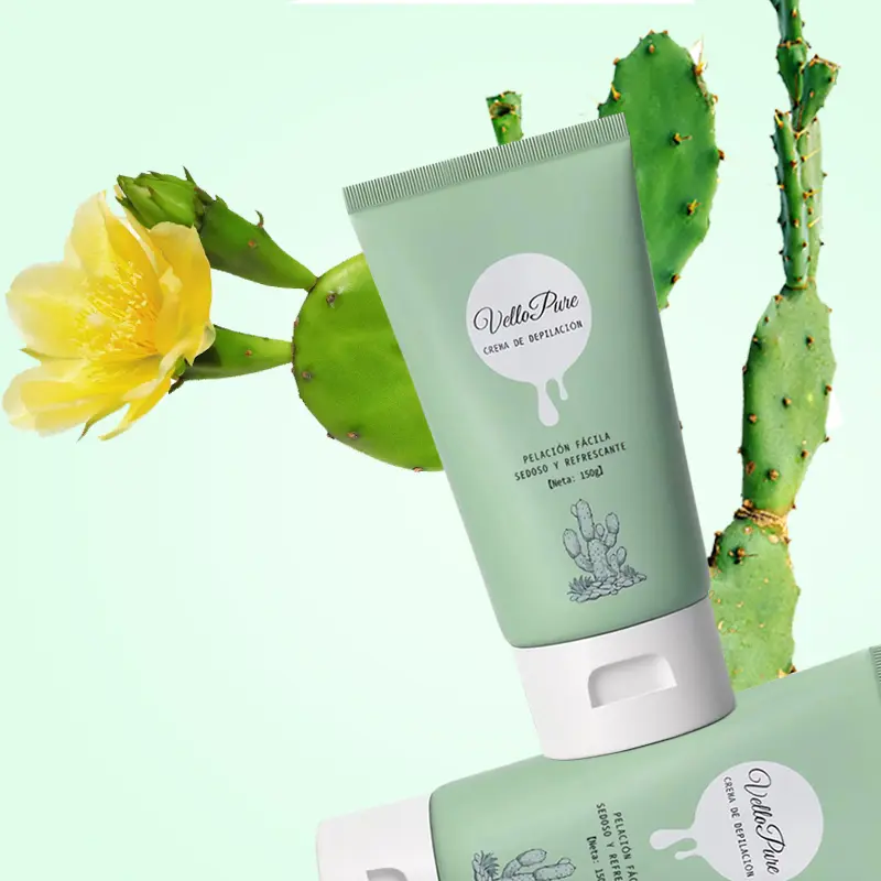 VelloPure Hair Removal Cream, Fast Acting Depilatory Solution for Sensitive Skin, Quick 4 Minute Hair Removal with Aloe Vera, Cactus Extract, Smooth Hydrating Legs, Arms, Bikini Line and Underarms, Women and Men, 150 g A01