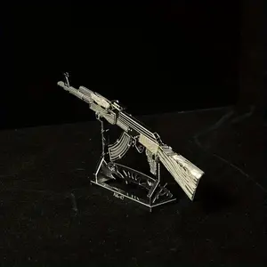 DIY Metal Assembly Model, 3D No-Adhesive Stereoscopic Puzzle, AK47, Rifle Ornament, Brain Teaser Puzzle, Birthday Gift