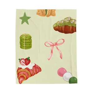 Matcha Blanket Whimsical Dessert Plush Blanket | Cozy Throw for Home Decor, Perfect Gift for Foodies, Cute Nursery Accent, Soft Velvet Blanket for Kids
