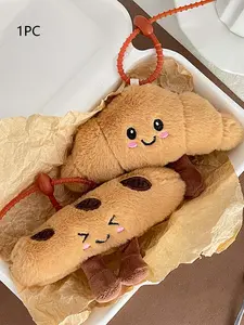 Exquisite bread doll, three-dimensional simulation design cute baguette croissant plush pendant cartoon dessert doll bread stick pendant keychain, cartoon bread plush keychain decorative accessories, exquisite gift ideas