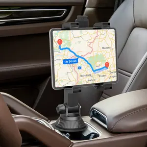 Cup Holder Car Tablet Mount for Truck, Universal iPad Holder for 7-11" iPad Pro Air Mini, Galaxy Tab, Adjustable Arm, Extendable & Flexible Car Mount for Road Trip Essentials,Travel Accessories