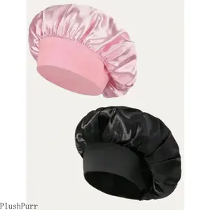 2-Pack Silk Sleep Cap Set: Women's Wide-Brimmed, High-Elasticity Nightcap — Premium Satin Hair Care Bonnet & Silk Hair Wrap (Specially Designed for Curly Hair) tiktokshopspringglowup,summervibes