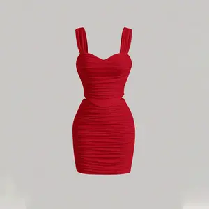 Sexy Coquette Red Cut Out Waist Bodycon Mini Dress 2 Piece Outfit