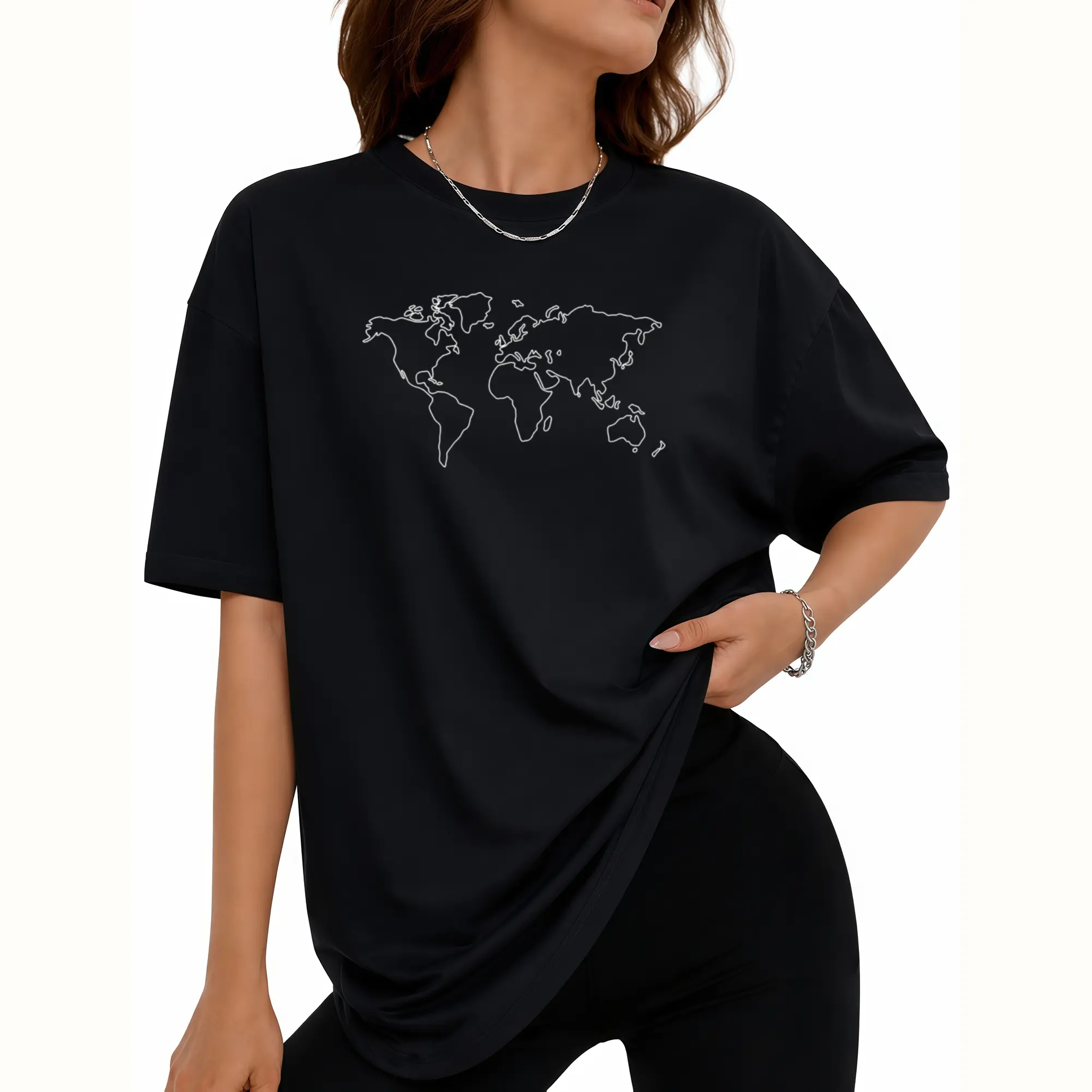 Minimalist Globe World Map T-Shirt Travel Traveler Graphic T-Shirt