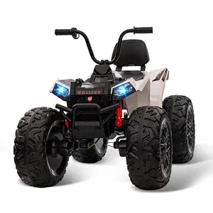 【Christmas Gift】White 24V Kids Ride On ATV 4WD Electric Quad Vehicle With Dual Motors Large Battery Bluetooth Music Led Lights Full Metal Suspension Eva Tires And Adjustable Seatbelt White