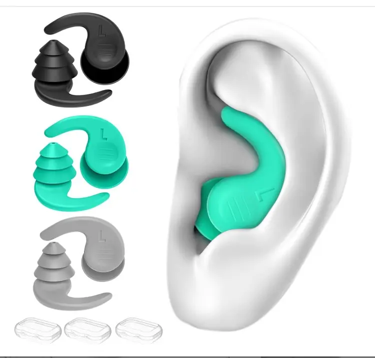 Swimming Ear Plugs for Adults,3 Pairs Waterproof Reusable Silicone Swim Earplugs for Swimming Surfing Snorkeling Showering and Water Pool,Beach,Ocean (Adults & Teens 14+)