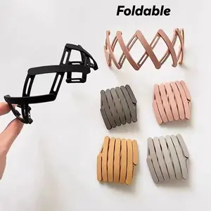 5pcs Portable Retractable Foldable Headband for Women, Tooth-Edged Hair Clamp for Face Washing, Anti-Slip Hair Tie with Tooth Design for Bangs and Hair Buns, Home Bathroom Essential, Vanity Organizer, Household Grooming Tool, Family Shared Use, Daily Home