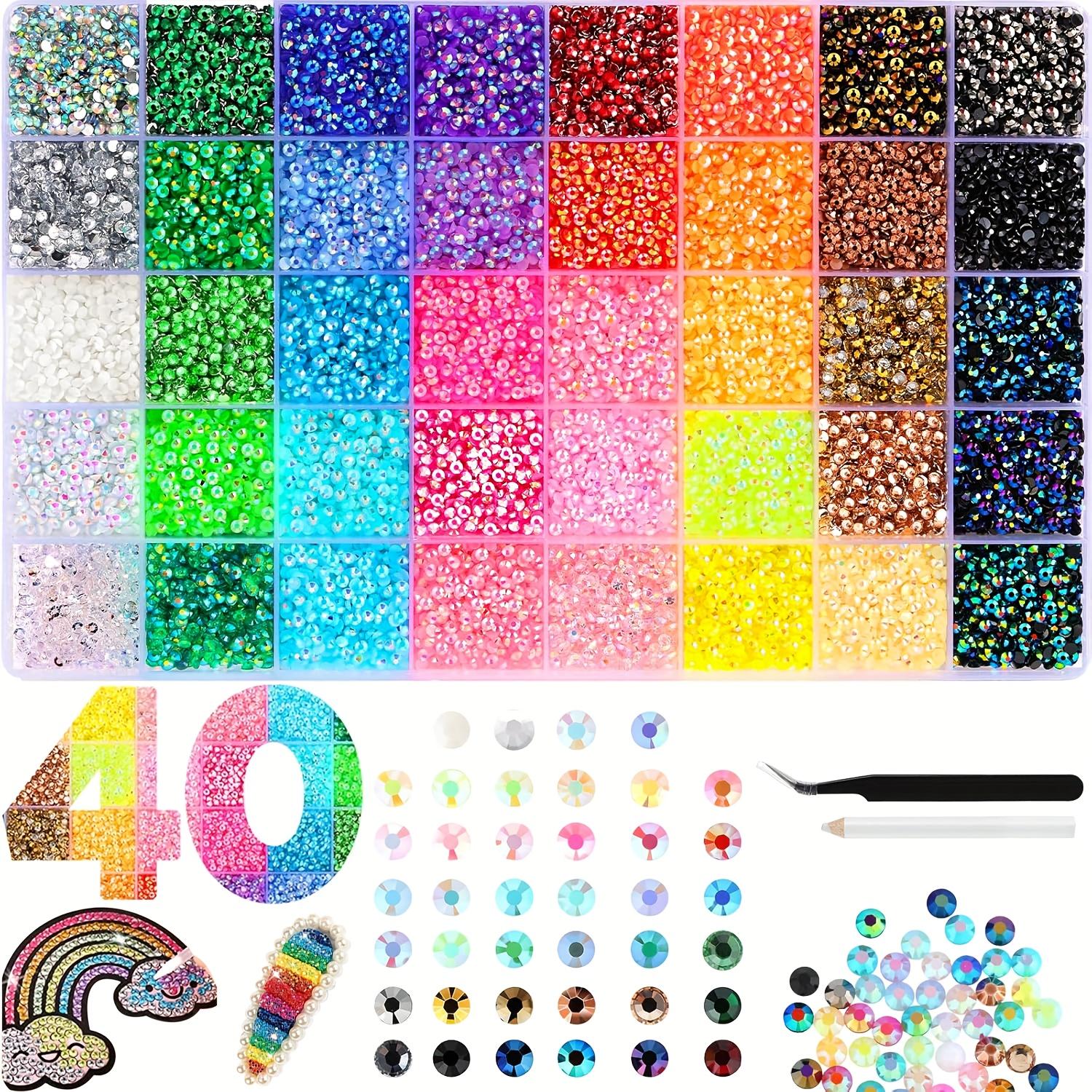 32000pcs 40 Color Jelly Water Droplets, 3mm Resin Flatback Rhinestones for Diamond Art, Bedazzler, with Applicator And Tweezers for Crafts, Shoes, Nails, And Jewelry