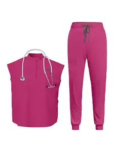 Operating Gown Scrub Clothes for Women Healthcare Elastic Uniform Doctor and Nurse Uniform Clinic Operating Room Workwear, Elastic and Comfortable, Wear-Resistant and Breathable Suitable for Diagnosis Operation Assistance and Daily Nursing