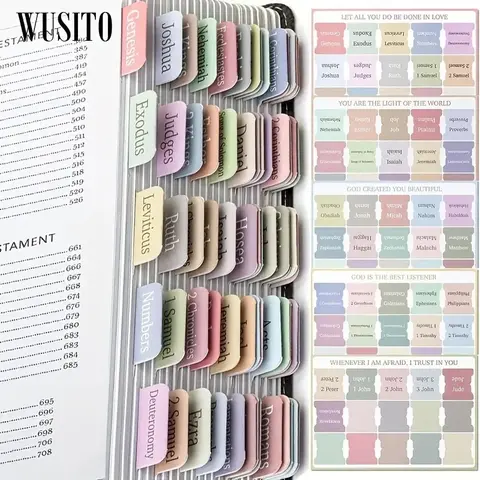 Bible Labels Set, Personalized Labels, 75 Tags for Women & Men, Laminated Minimalist Morandi Design, Easy-To-Read Large Font Reusable Stickers