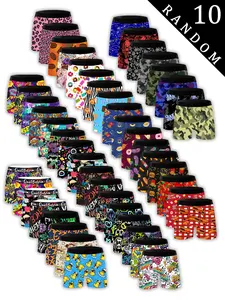 10 Random Men's Boxer Shorts Variety Pack, Underwear Boxers, Casual Comfortable Design for All Seasons, Tight-Fitting and Moderate Thickness, Boxer Briefs