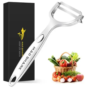 MAD SHARK Stainless Steel Fruit Peeler Potato Apple Peeler Knife Multi-Function Vegetable Grater for Kitchen Must-Have Food Prep Tool Durable Sharp Skin Remover for Potatoes Fruits Vegetables Handy Peeling Gadget Kitchen Essentials Utensils