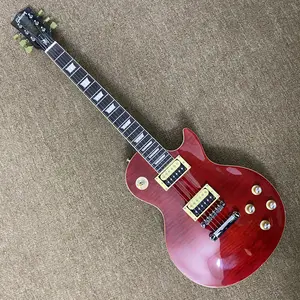 LP electric guitar, featuring flame wood veneer, zebra pickups, solid body, rosewood fretboard with 22 frets, 6 strings