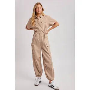 Cargo Button Down Jumpsuit