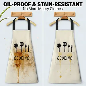 Adjustable Apron with Pocket, 1 Count Cooking Oil-proof Apron, Home Care Apron for Kitchen Garden Hotel Coffee Shop, Kitchen Cooking Aprons
