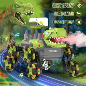 8-Wheel Dinosaur Remote Control Stunt Climbing Car, Gesture-Sensing Remote Control, Handheld Remote Control, 2.4 GHz Wireless Radio Control, Transforms and Sprays, 360° Rotation; Best Dinosaur Toy Gift for Boys and Girls. birthday party favor fun fidget