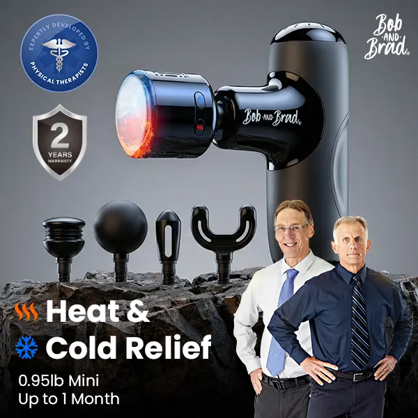 【Bob and Brad &Q2 Mini Massage Gun with Heat and Cold】Pocket-Sized Deep Tissue Percussion Massager for Pain Relief, Portable Percussion Muscle Massager Gun, Ultra Small & Quiet Muscle Massager, 5 Interchangeable Heads Women Men New Year Gift